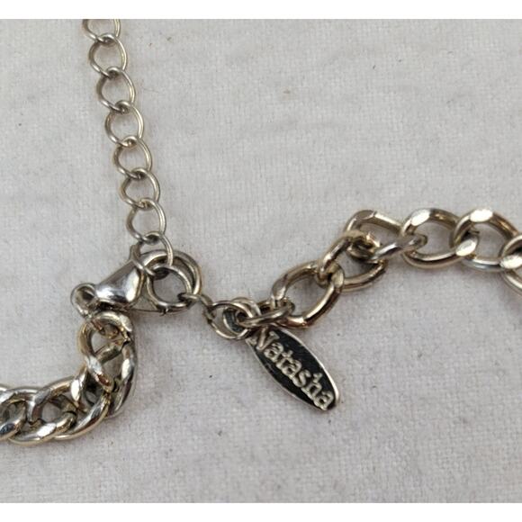 Natasha Gold Tone Statement Necklace Oversized Interlocking Loops Modern Chic - Picture 4 of 5